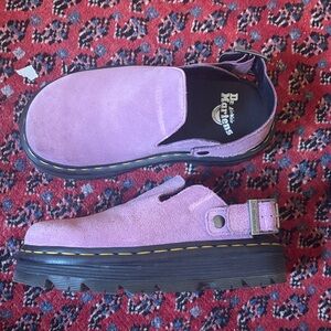 Dr. Martens Purple Zebzag Mules Slip Ons Platforms